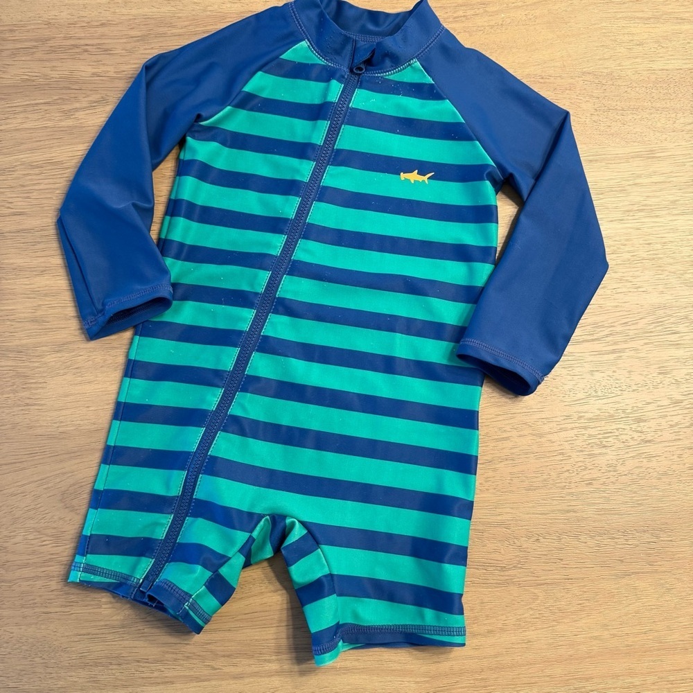 Carter's Blue and Green Striped Rashguard